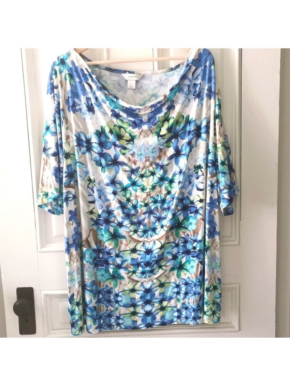 CJ banks Floral Cottagecore  Summer Short Sleeve Top Size 2 X